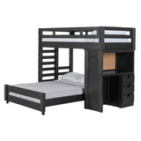 Elements International Vista Twin over Full Basic Loft Bed with Desk in Grey image