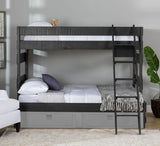 Elements International Vista Twin over Full Bunk Bed with Ladder in Grey