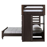 Elements International Vista Twin over Full Basic Loft Bed with Bookcase in Brown