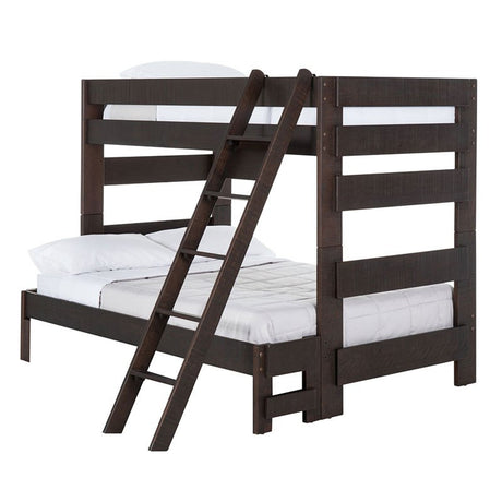 Elements International Vista Twin over Full Bunk Bed with Ladder in Brown image