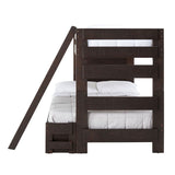 Elements International Vista Twin over Full Bunk Bed with Ladder in Brown