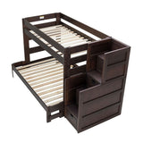 Elements International Vista Twin over Full Bunk Bed with Staircase in Brown