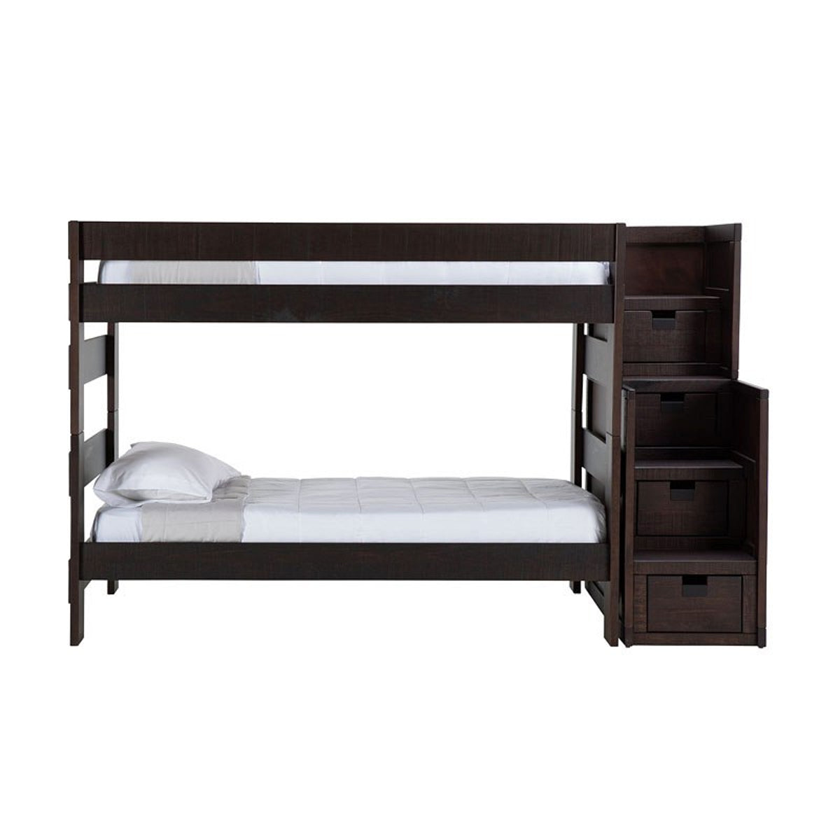 Elements International Vista Twin over Twin Bunk Bed with Staircase in Brown image
