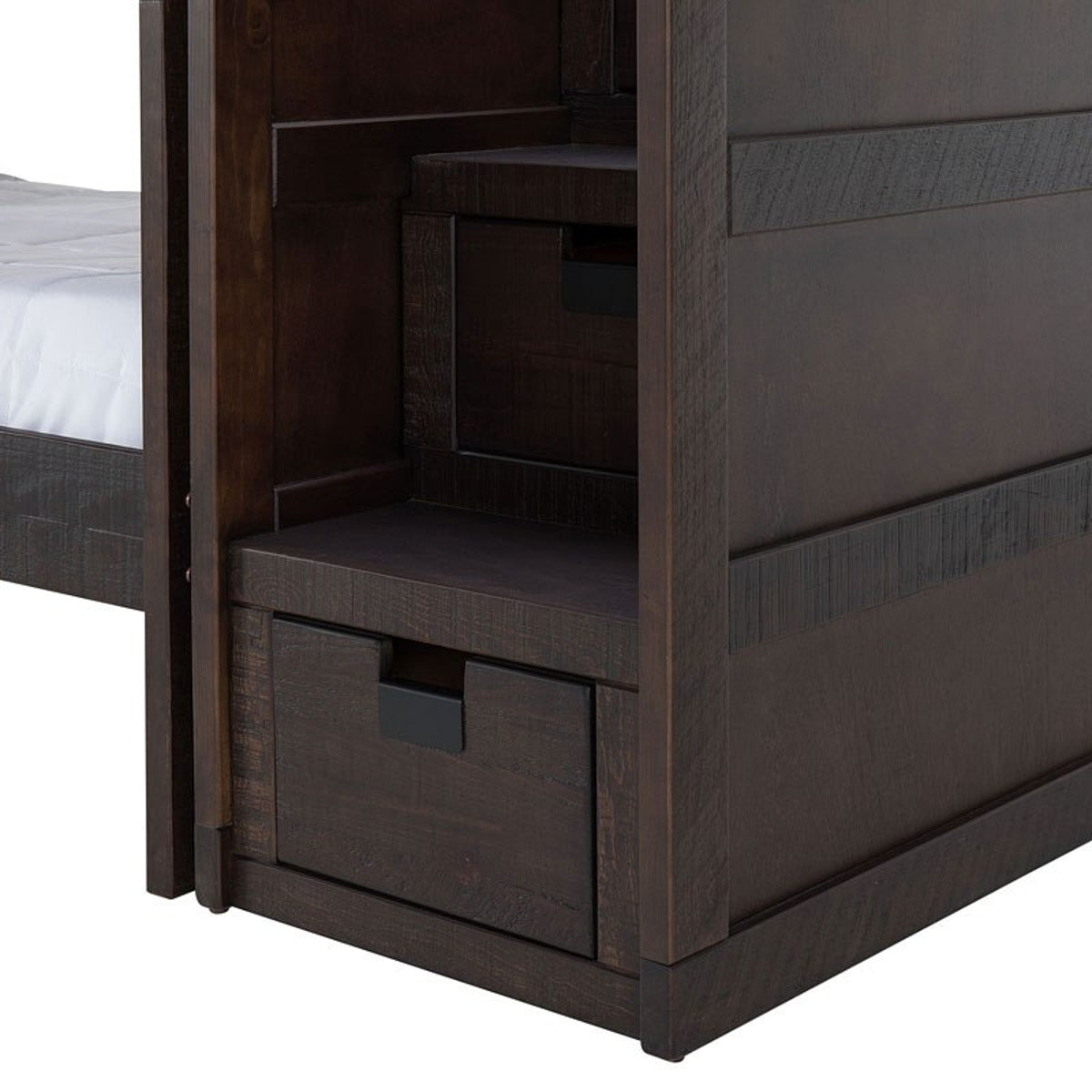 Elements International Vista Twin over Twin Bunk Bed with Staircase in Brown