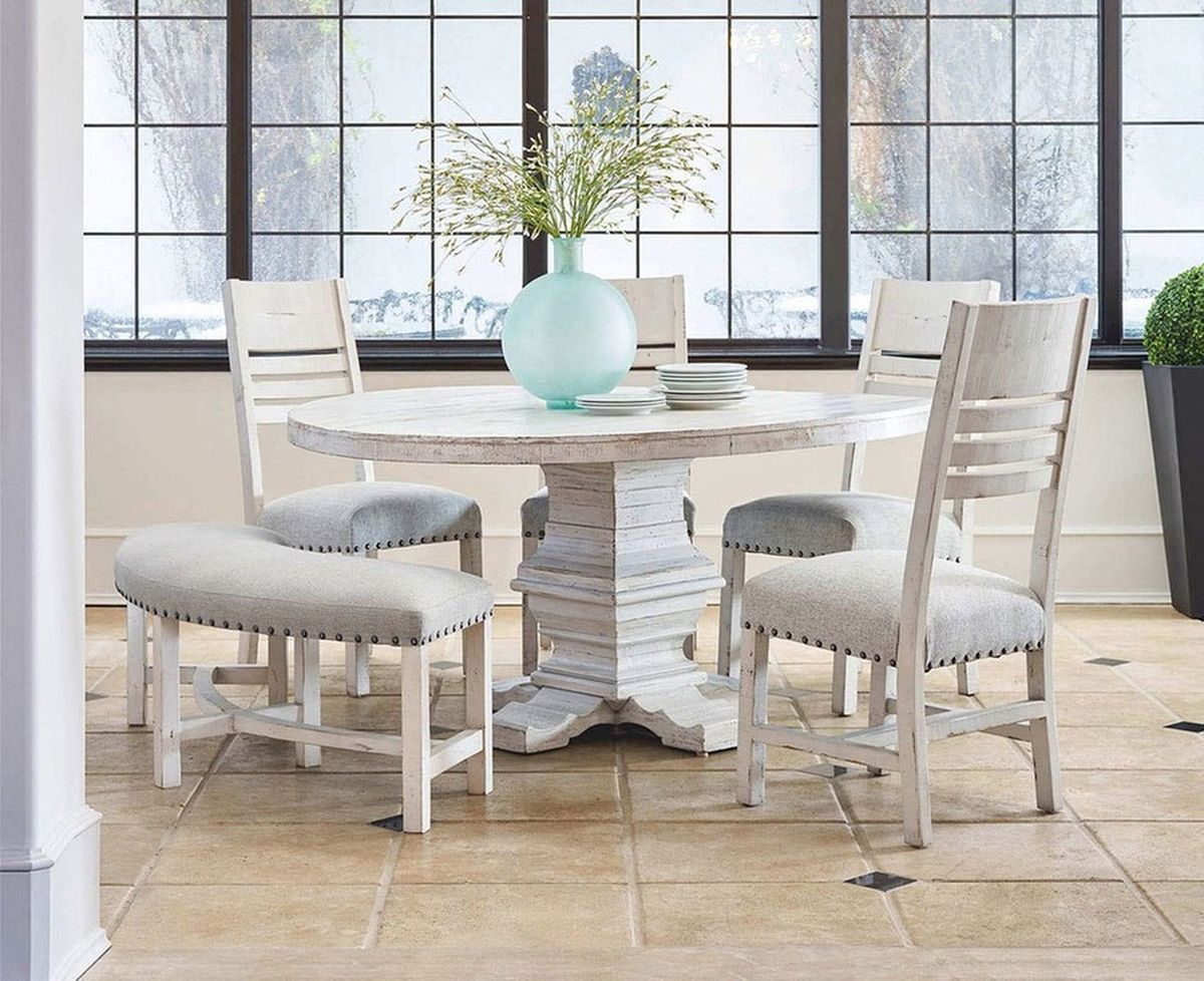 Elements International Condesa Round Dining Table in White