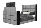ISABELLA GREY QUEEN BED W/LED, TV LIFT, SPEAKER AND FIREPLACE