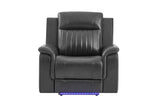 U8879 CHARCOAL PWR REC SOFA/PWR CON REC LOVESEAT W/LED & GL SS