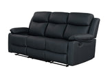 U6026 BLACK PU 72A RECLINING SOFA WITH LED