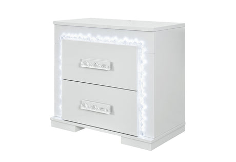 Naomi Silver Marble Nightstand with LED