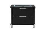 LANDO BLACK NIGHTSTAND WITH SPEAKER AND WIRELESS CHARGING PLATFORM