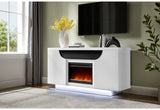 AILEEN WHITE 66" ENT UNIT W/LED, SPEAKERS, CRYSTAL AND POP-UP DOORS