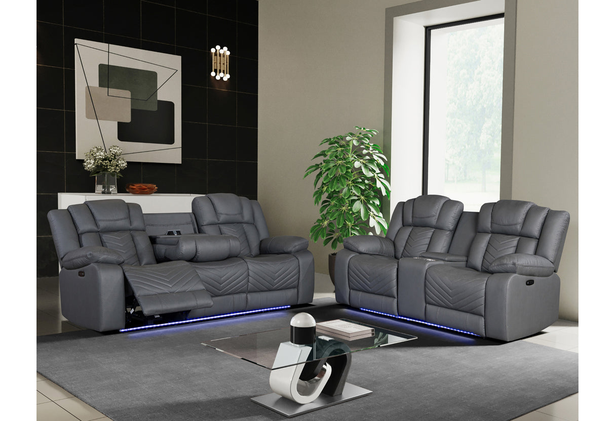 U7068/U7069 GREY 10 PWR REC SOFA/PWR CRLS W/LED & IMMERSE SPEAKERS