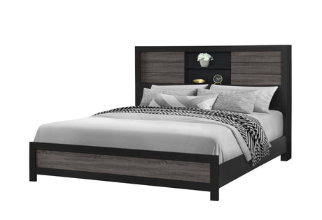 Lisbon Grey/Black Bookcase Bed