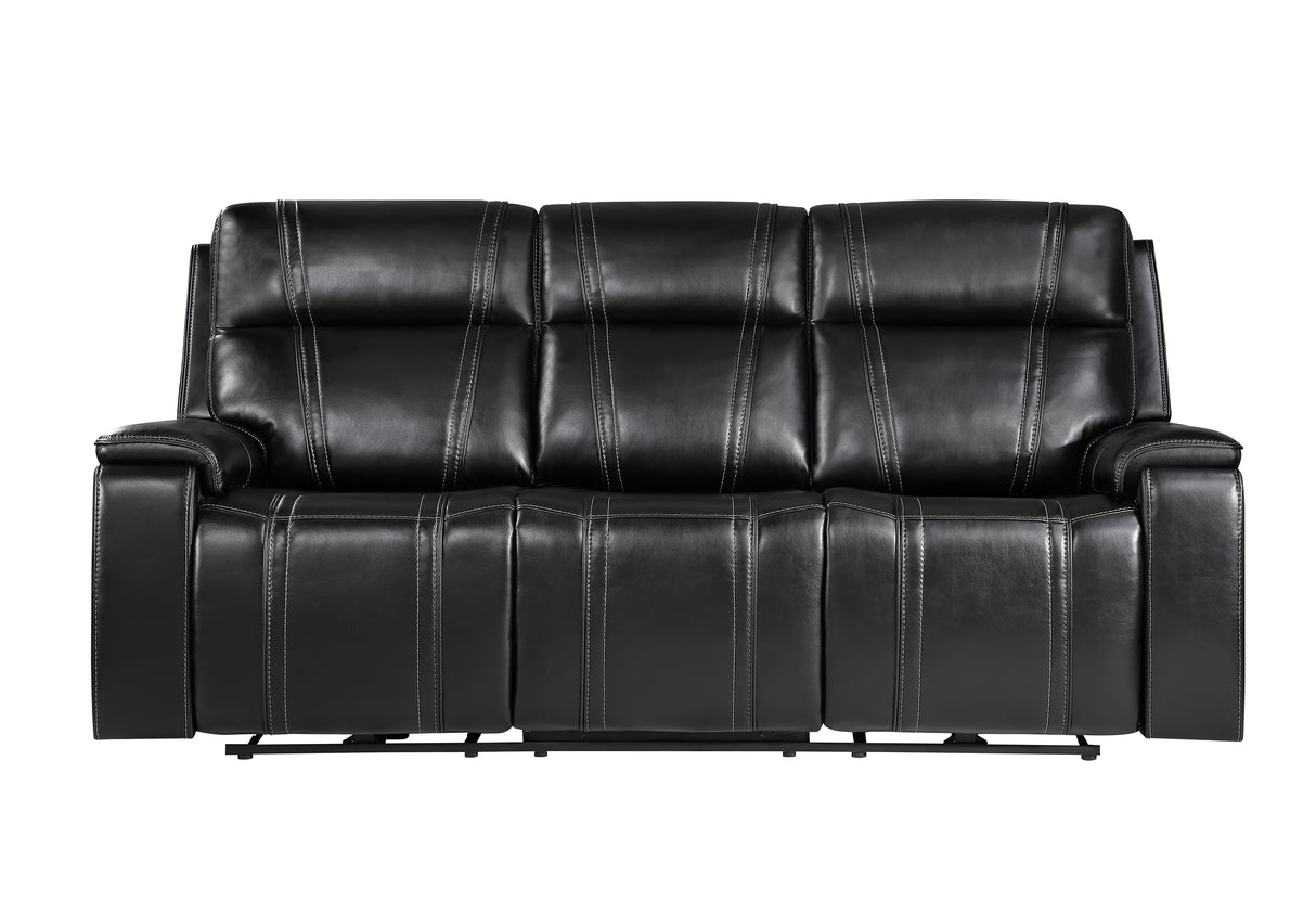 U8880 BLACK LEATHER POWER RECLINING SOFA