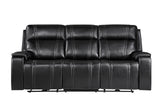 U8880 BLACK LEATHER POWER RECLINING SOFA