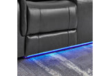 U8879 CHARCOAL PWR REC SOFA/PWR CON REC LOVESEAT W/LED & GL SS