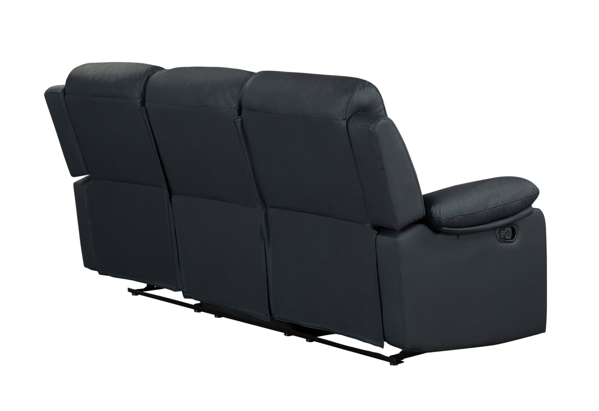 U6026 BLACK PU 72A RECLINING SOFA WITH LED