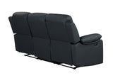 U6026 BLACK PU 72A RECLINING SOFA WITH LED