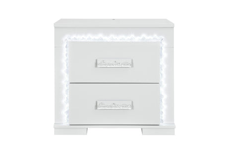 Naomi Silver Marble Nightstand with LED