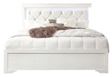 POMPEI METALLIC WHITE KING BED W/LED, DRESSER, MIRROR AND NIGHTSTAND