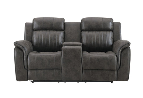 U8517 Grey Reclining Sofa/Console Reclining Loveseat