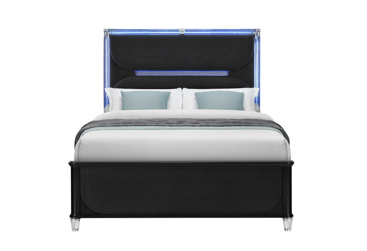 Lando Black Bed with Continuous LED