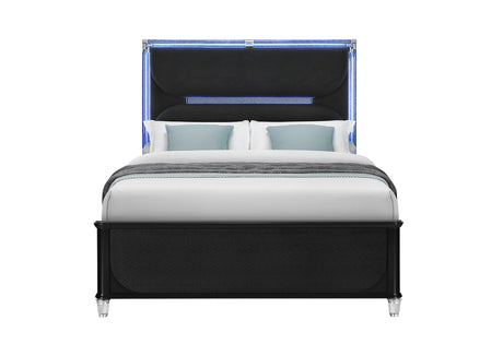 Lando Black Bed with Continuous LED
