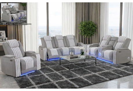 U8000 Grey Pwr Rec Sofa/Pwr Console Rec Loveseat W/PHR