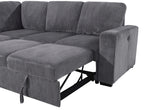 U2660 GREY SECTIONAL W/O CHAISE AND W/ PULLOUT SOFA BED
