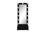 ELLA BLACK NARROW TALL MIRROR WITH DRAWER AND SPEAKER