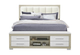 EMMA NATURAL/WHITE KING BED WITH LED AND USB