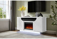 Aileen White 66" Ent Unit with LED, Speakers, Crystal and Pop-Up Doors