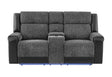 U5915 Grey/Black Console Rec Loveseat W/Immersive Sound & Blue LED