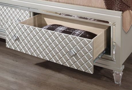 PARIS CHAMPAGNE QUEEN BED GROUP WITH LED - galleria furniture outlet