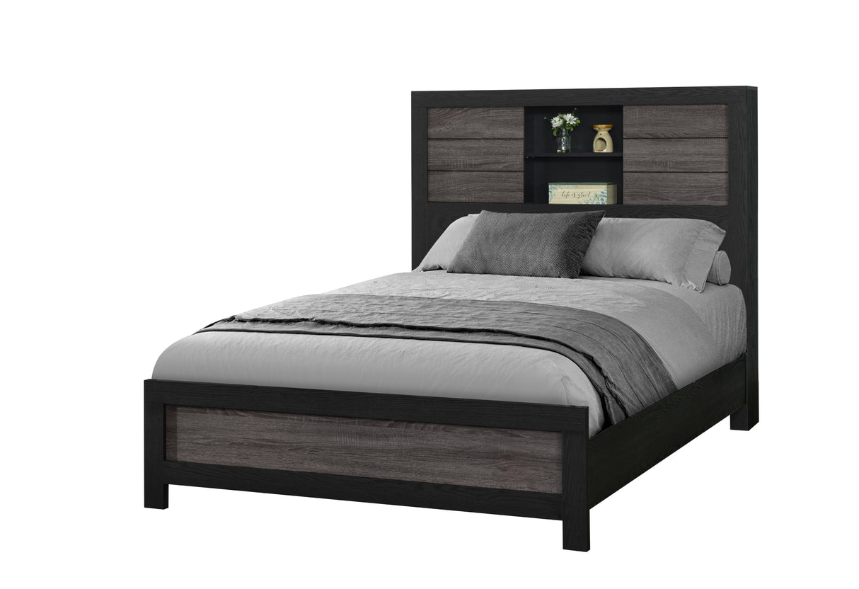 LISBON GREY/BLACK BOOKCASE FULL BED