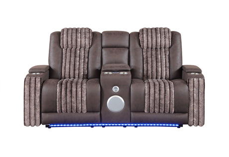 U8000 Pwr Console Rec Loveseat with PHR, LED and Speaker