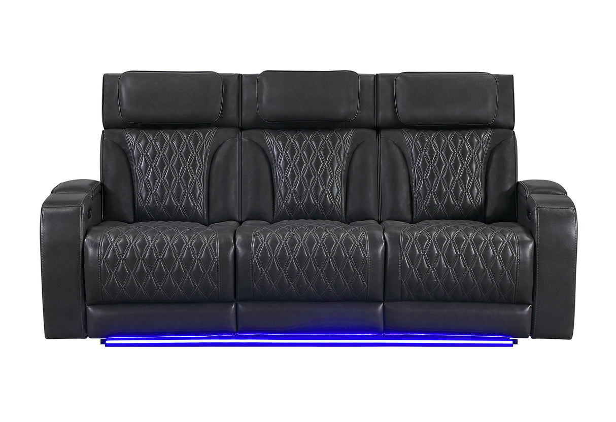U8611 BLANCHE CHARCOAL POWER RECLINING SOFA WITH PHR AND LED
