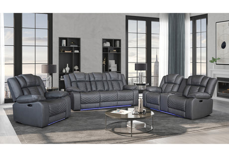 U7068 GREY 10 PWR REC SOFA/PWR CONSOLE REC LOVESEAT/PWR RECLINER W/LED - galleria furniture outlet