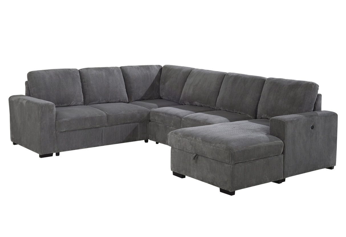 U2660 Grey Sectional W/Pull Out Sofa Bed