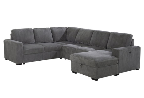 U2660 Grey Sectional W/Pull Out Sofa Bed