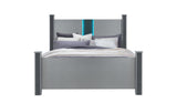 LOGAN SILVER KING BED, DRESSER, MIRROR AND NIGHTSTAND