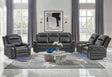 U8879 Charcoal Pwr Rec Sofa/Pwr Con Rec Loveseat/Pwr Rec W/LED & Gl Ss