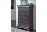 POMPEI METALLIC GREY KING BED WITH LED, DRESSER, MIRROR AND NIGHTSTAND