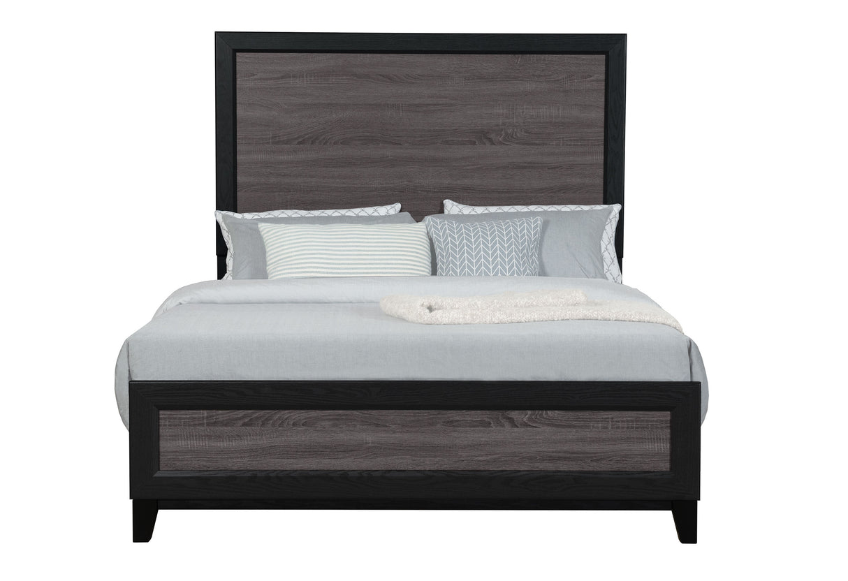 LISBON GREY/BLACK QUEEN BED, DRESSER, MIRROR AND NIGHTSTAND