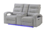 U6611 GREY 15 POWER CONSOLE RECLINING LOVESEAT WITH LED