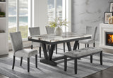 D1319 BLK/WHT DINING TABLE, 4 D1319 LT GREY DC & D1319 LT GREY BN
