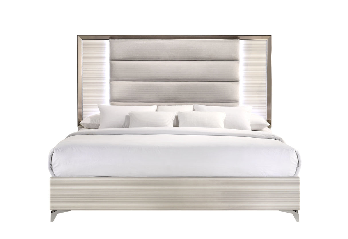 Zambrano White Bed with LED