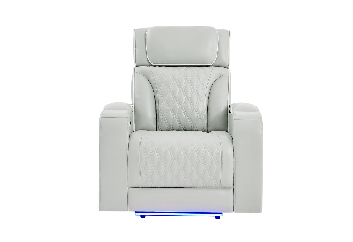 U8611 BLANCHE SILVER POWER RECLINER WITH POWER HEADREST AND LED