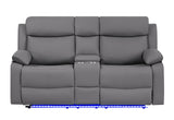 U6026 GREY PU 46A CONSOLE RECLINING LOVESEAT WITH LED AND SPEAKER
