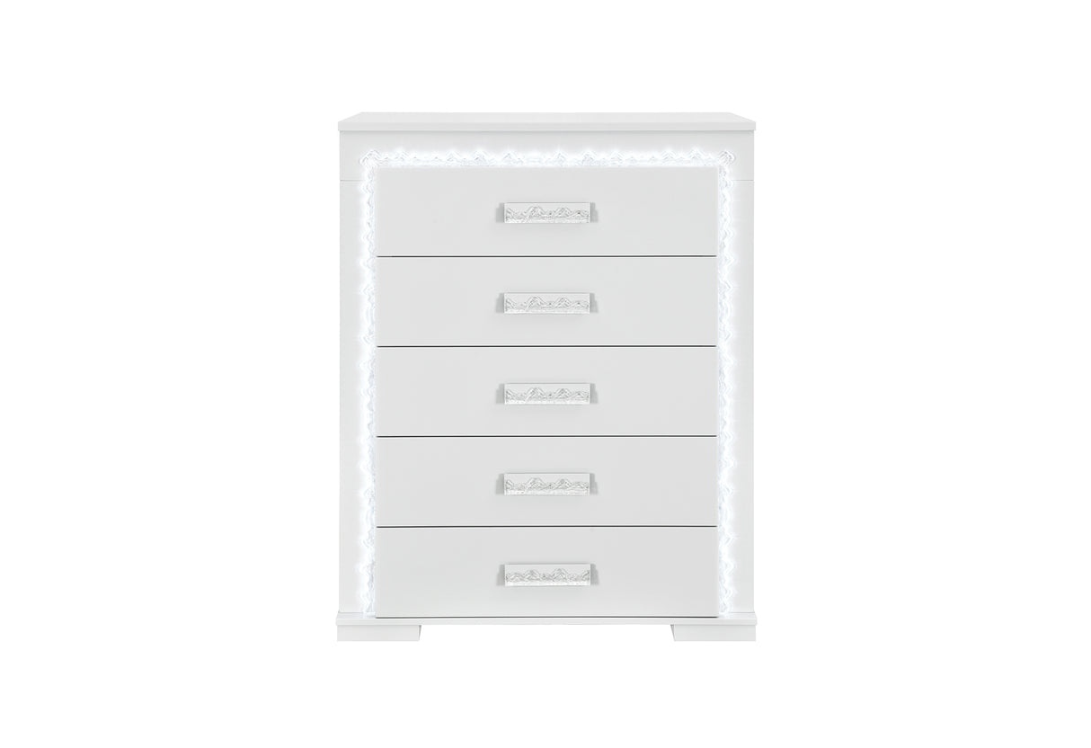 NAOMI SILVER MARBLE CHEST WITH LED